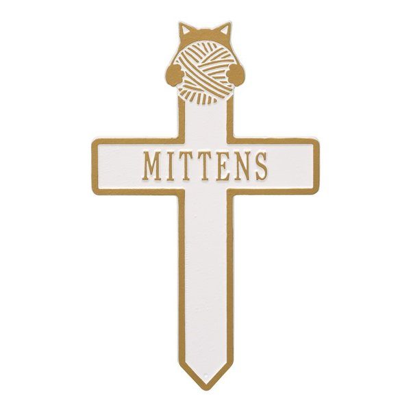 Kitten And Cross Pet White Dedication Plaque